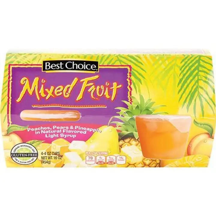 Order Best Choice Diced Mixed Fruit Cups - 4 Pack food online from Fligner Market store, Lorain on bringmethat.com