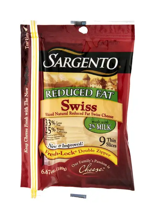 Order Sargento Sliced Cheese, Swiss, Reduced Fat - 5 Ounces food online from Holiday farms store, Roslyn Heights on bringmethat.com