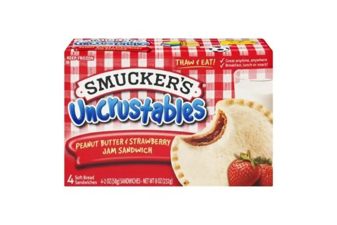 Order Smuckers Uncrustables Sandwich, Peanut Butter and Strawberry Jam - 8 Ounces food online from Holiday farms store, Roslyn Heights on bringmethat.com