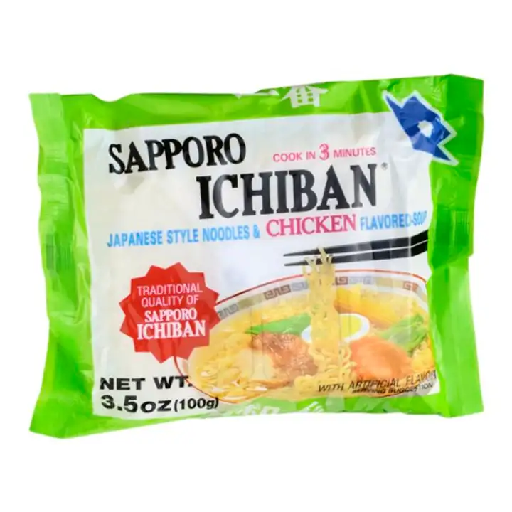 Order Sapporo Ichiban Noodles & Soup, Japanese Style, Chicken Flavored - 3.5 Ounces food online from Novato Harvest Market store, Novato on bringmethat.com