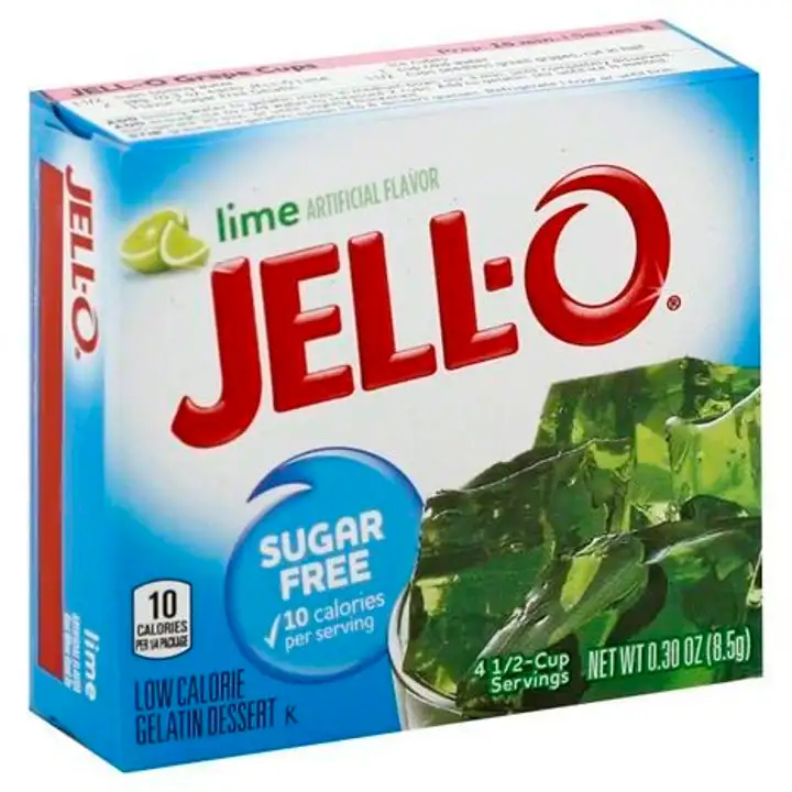 Order Jell O Gelatin Dessert, Low Calorie, Sugar Free, Lime - 0.3 Ounces food online from Fligner Market store, Lorain on bringmethat.com