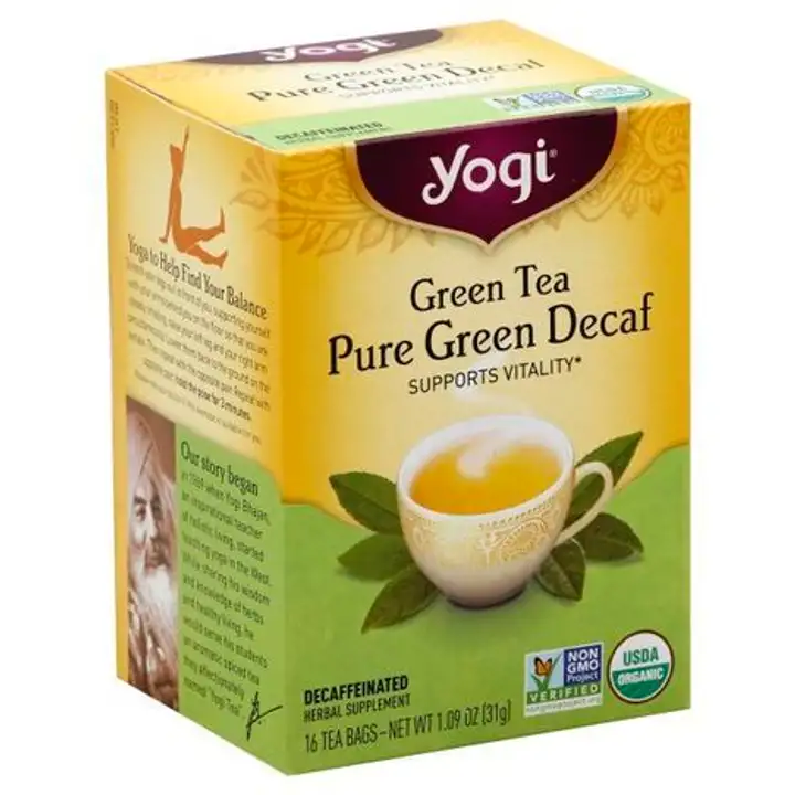 Order Yogi Green Tea, Pure Green Decaf, Decaffeinated, Bags - 16 Bags food online from Whole Foods Co-Op Denfeld store, Duluth on bringmethat.com