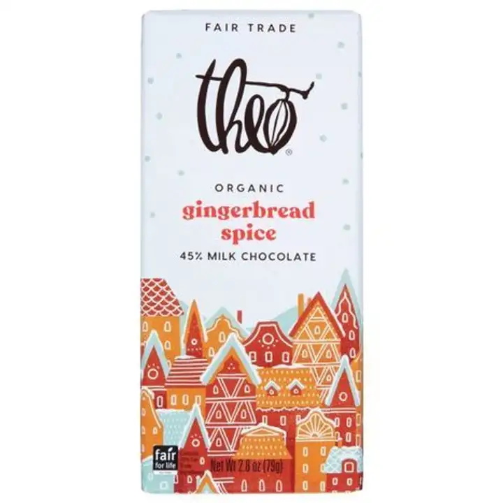 Order THEO Chocolate, Gingerbread Spice - 2.8 Ounces food online from Whole Foods Co-Op Denfeld store, Duluth on bringmethat.com