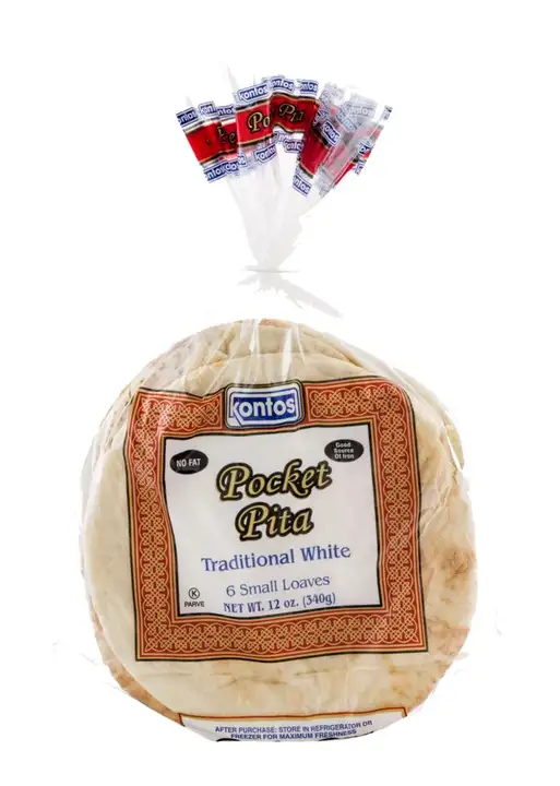 Order Kontos Pocket Pita Traditional White - 12 Ounces food online from Holiday farms store, Roslyn Heights on bringmethat.com