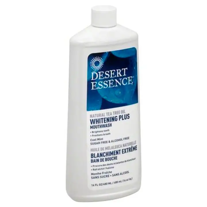 Order Desert Essence Mouthwash, Whitening Plus, Cool Mint - 16 Ounces food online from Whole Foods Co-Op Denfeld store, Duluth on bringmethat.com