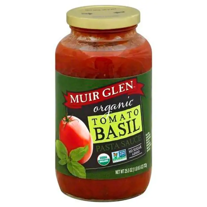 Order Muir Glen Organic Pasta Sauce, Tomato Basil - 25.5 Ounces food online from Novato Harvest Market store, Novato on bringmethat.com