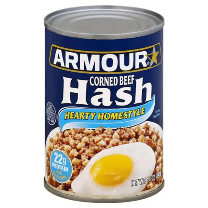 Order Armour Corned Beef Hash, Hearty Homestyle - 14 Ounces food online from Fligner Market store, Lorain on bringmethat.com