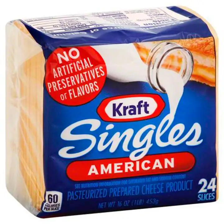 Order Kraft Singles Cheese Product, Pasteurized Prepared, American - 16 Ounces food online from Meats Supreme store, Brooklyn on bringmethat.com