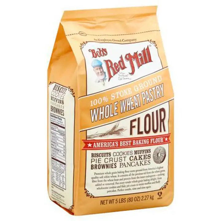 Order Bobs Red Mill Flour, Whole Wheat Pastry, 100% Stone Ground - 80 Ounces food online from Novato Harvest Market store, Novato on bringmethat.com