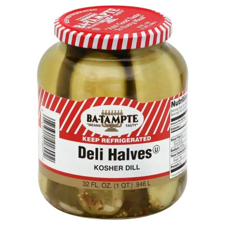 Order Ba Tampte Pickles, Kosher Dill, Deli Halves - 32 Ounces food online from Meats Supreme store, Brooklyn on bringmethat.com