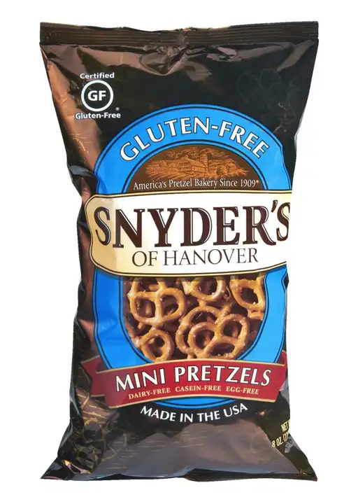 Order Snyders Pretzels, Mini, Gluten Free - 8 Ounces food online from Holiday farms store, Roslyn Heights on bringmethat.com