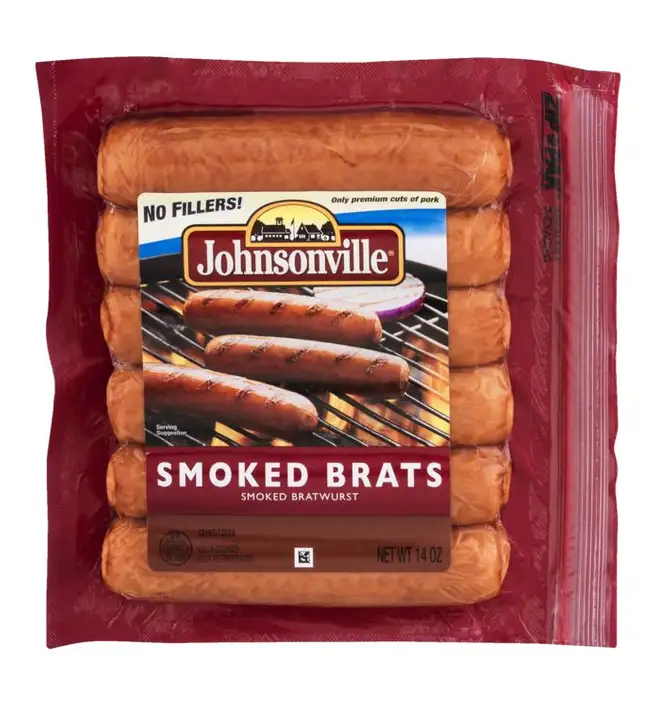 Order Johnsonville Smoked Brats - 14 Ounces food online from Fligner Market store, Lorain on bringmethat.com