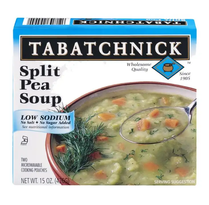 Order Tabatchnick Split Pea Soup Low Sodium - 15 Ounces food online from Holiday farms store, Roslyn Heights on bringmethat.com