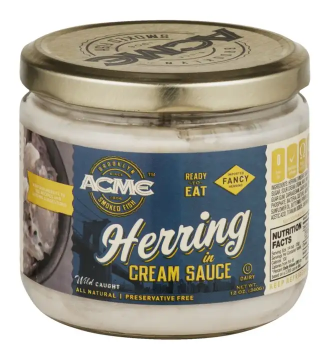 Order Acme Herring, in Cream Sauce - 12 Ounces food online from Holiday farms store, Roslyn Heights on bringmethat.com