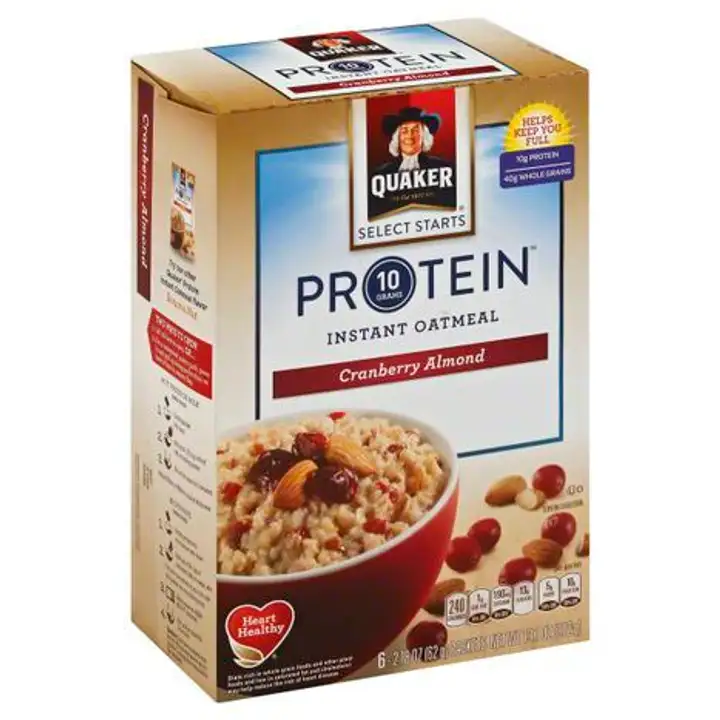 Order Quaker Protein Instant Oatmeal, Cranberry Almond - 6 Each food online from Novato Harvest Market store, Novato on bringmethat.com