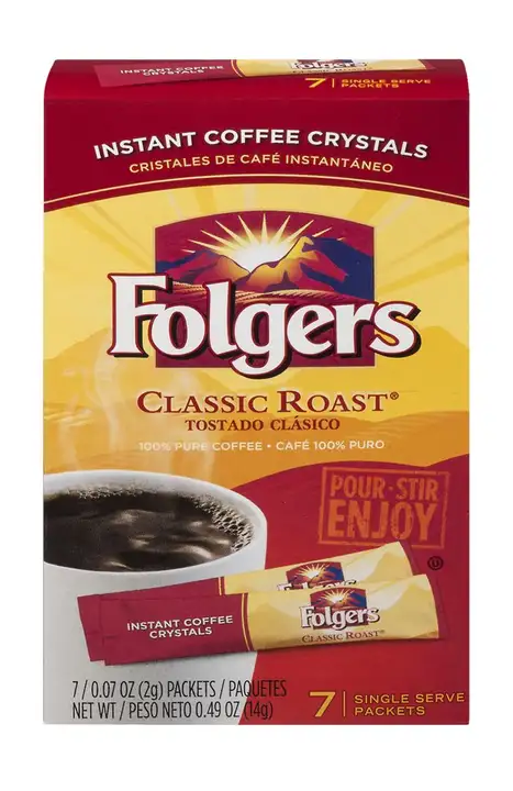 Order Folgers Coffee, Instant Crystals, Classic Roast, Single Serve Packets - 7 Each food online from Novato Harvest Market store, Novato on bringmethat.com
