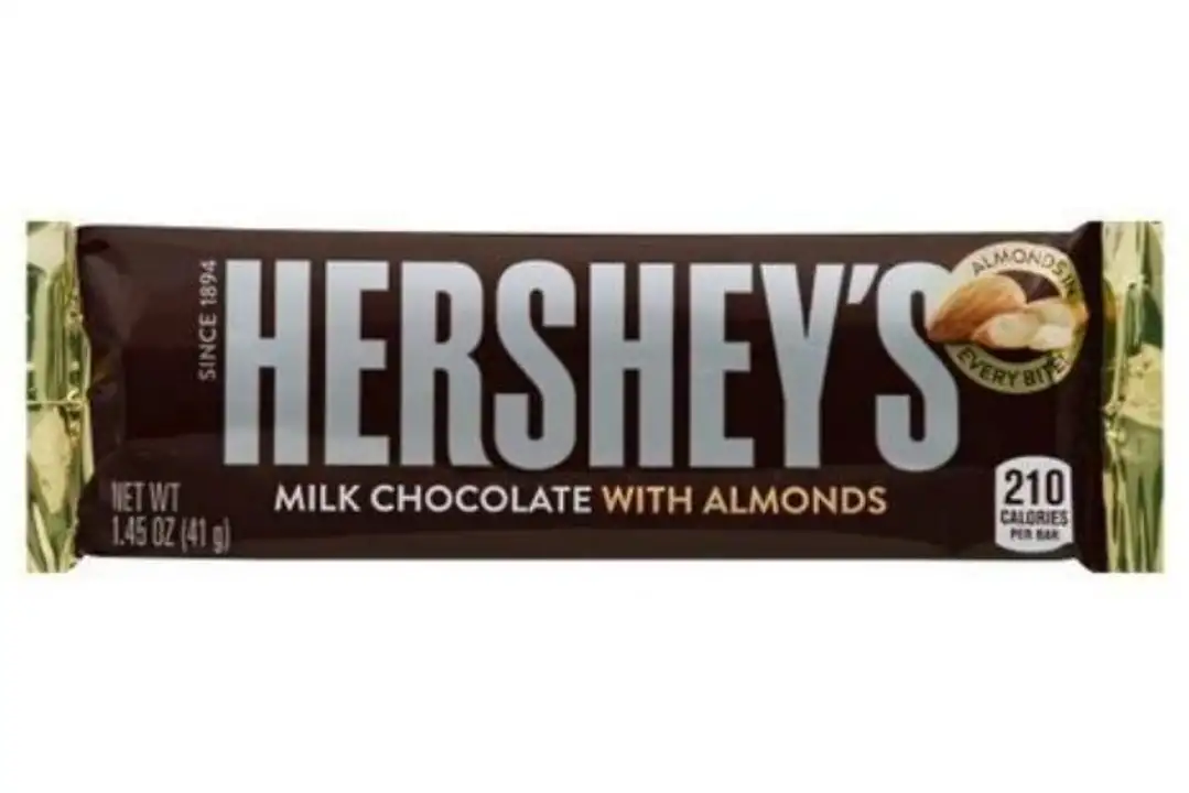 Order Hersheys Candy Bar, Milk Chocolate with Almonds - 1.45 Ounces food online from Holiday farms store, Roslyn Heights on bringmethat.com