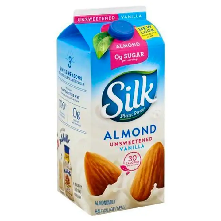 Order Silk Almond Milk, Unsweetened, Vanilla - 64 Ounces food online from Novato Harvest Market store, Novato on bringmethat.com