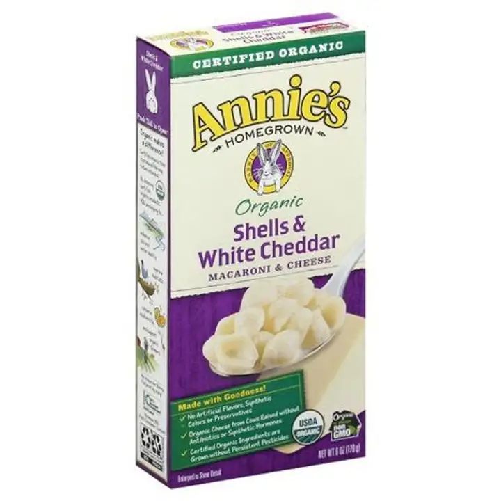 Order Annies Organic Macaroni & Cheese, Shells & White Cheddar - 6 Ounces food online from Novato Harvest Market store, Novato on bringmethat.com