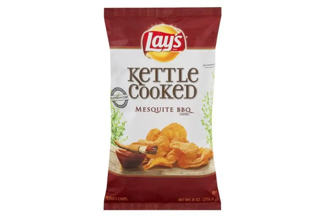 Order Lays Kettle Cooked Potato Chips, Mesquite BBQ Flavored - 8 Ounces food online from Novato Harvest Market store, Novato on bringmethat.com