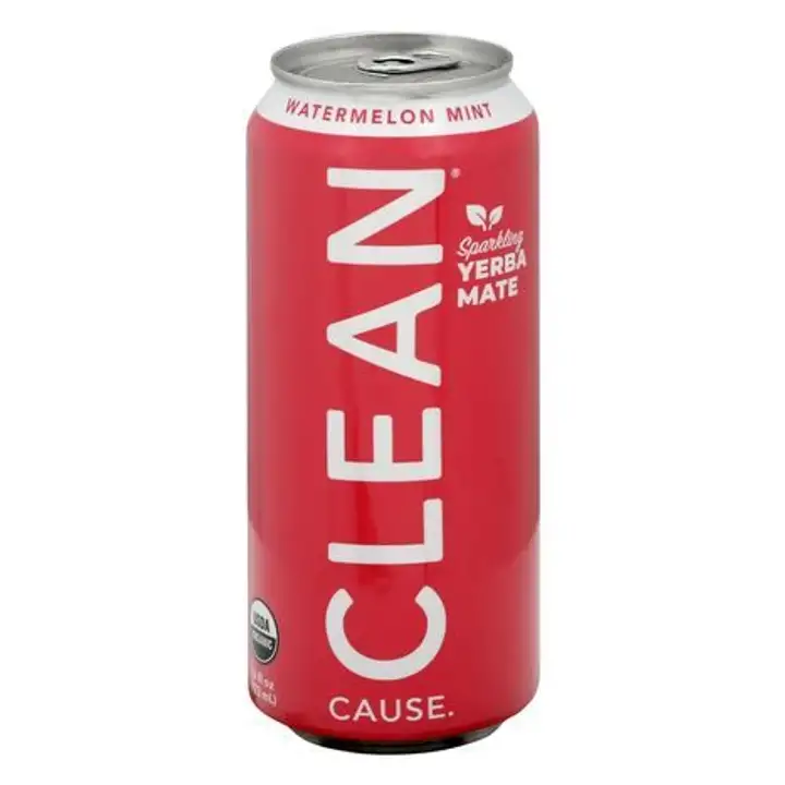 Order Clean Cause Yerba Mate, Watermerlon Mint, Sparkling - 16 Ounces food online from Whole Foods Co-Op Denfeld store, Duluth on bringmethat.com
