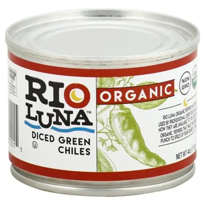 Order Rio Luna Green Chiles, Diced, Organic - 4 Ounces food online from Whole Foods Co-Op Denfeld store, Duluth on bringmethat.com