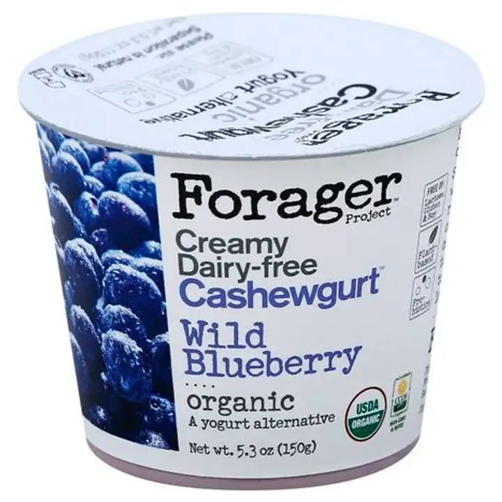 Order Forager Cashewgurt, Organic, Wild Blueberry - 5.3 Ounces food online from Whole Foods Co-Op Denfeld store, Duluth on bringmethat.com