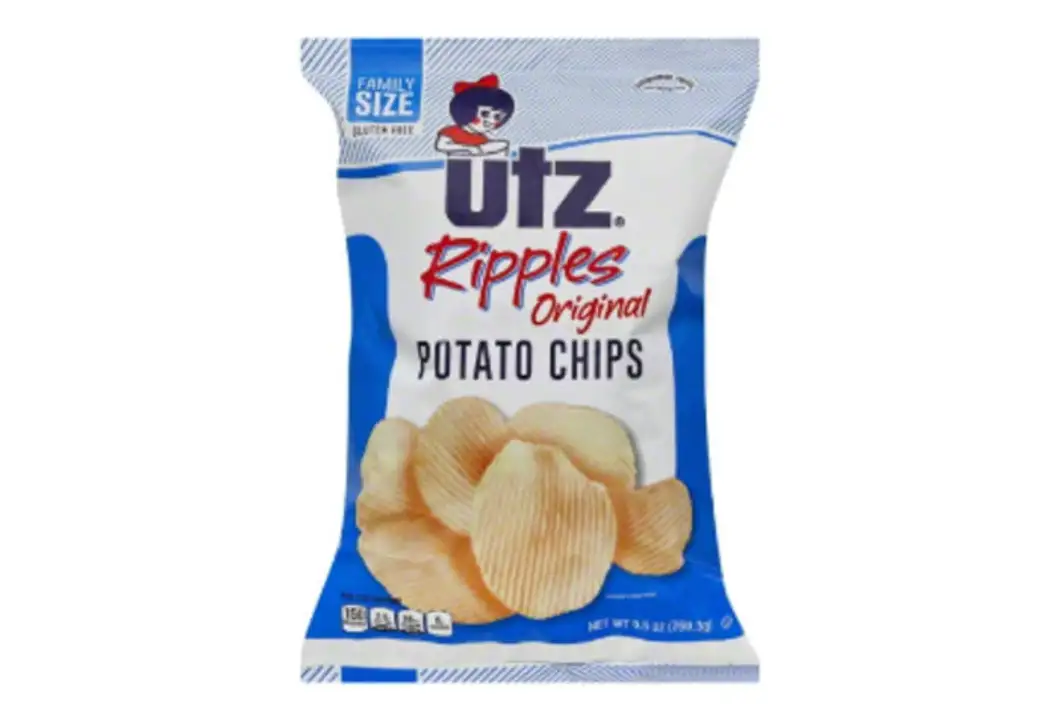 Order Utz Ripples Potato Chips, Original, Family Size - 14 Ounces food online from Fligner Market store, Lorain on bringmethat.com