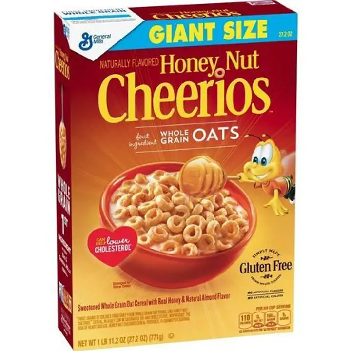 Order General Mills Honey Nut Cheerios Cereal Giant Size - 27.2 Ounces food online from Whole Foods Co-Op Denfeld store, Duluth on bringmethat.com