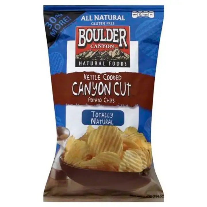 Order Boulder Canyon Natural Foods Canyon Cut Potato Chips, Kettle Cooked, Totally Natural - 6.5 Ounces food online from Whole Foods Co-Op Denfeld store, Duluth on bringmethat.com
