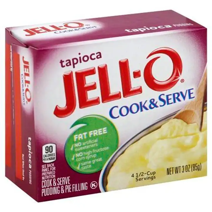 Order Jell O Pudding & Pie Filling, Fat Free, Tapioca - 3.25 Ounces food online from Novato Harvest Market store, Novato on bringmethat.com
