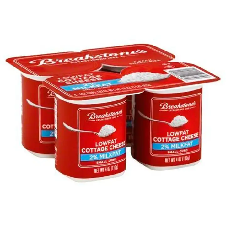 Order Breakstones Cottage Cheese, Small Curd, 2% Milkfat, Lowfat, Snack Size, 4 Pack - 4 Count food online from Holiday farms store, Roslyn Heights on bringmethat.com