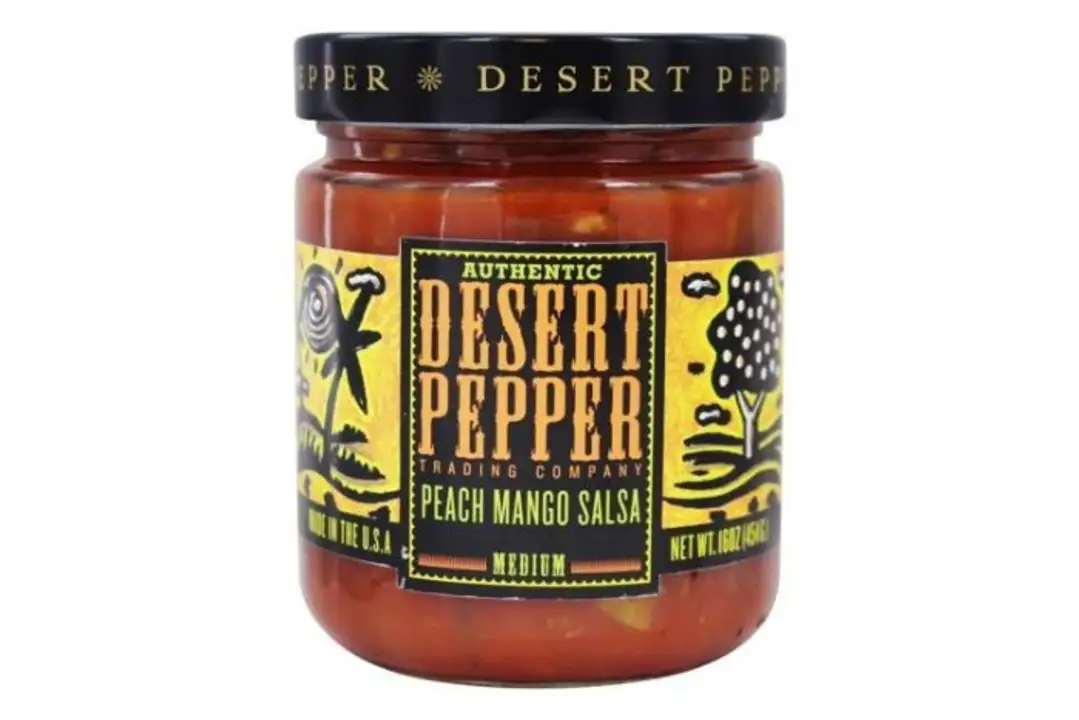 Order Desert Pepper Salsa, Peach Mango, Medium Hot - 16 Ounces food online from Holiday farms store, Roslyn Heights on bringmethat.com