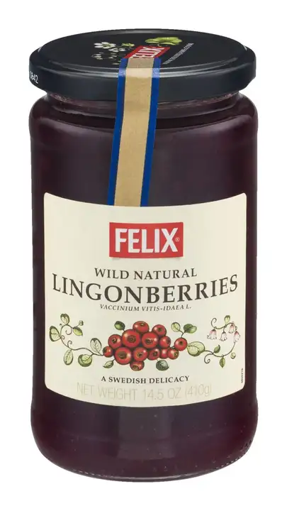 Order Felix Lingonberries, Wild Natural - 14.5 Ounces food online from Holiday farms store, Roslyn Heights on bringmethat.com