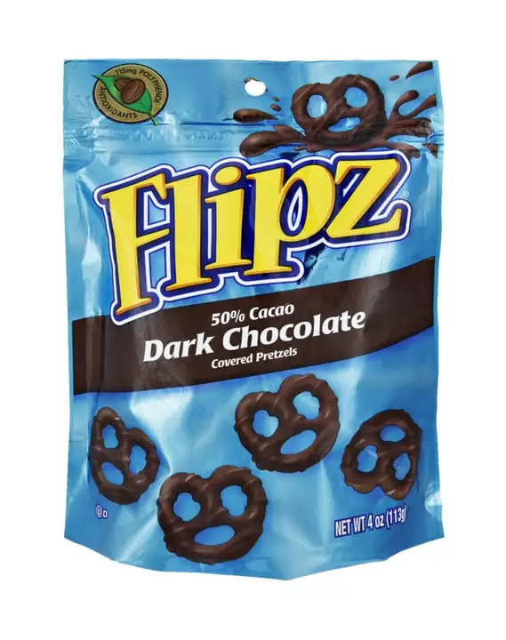 Order Flipz Pretzels, Dark Chocolate Covered - 4 Ounces food online from Holiday farms store, Roslyn Heights on bringmethat.com