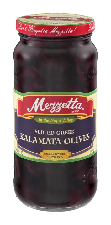 Order Mezzetta Olives, Kalamata, Sliced Greek - 9.5 Ounces food online from Novato Harvest Market store, Novato on bringmethat.com