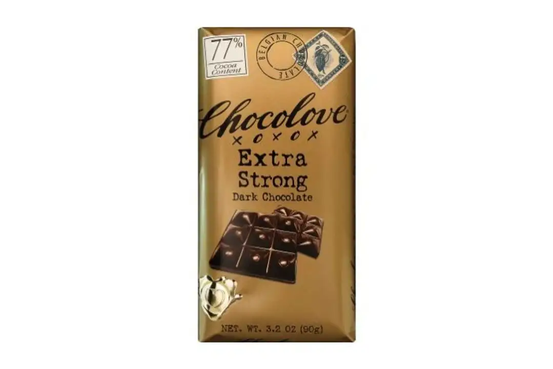 Order Chocolove Dark Chocolate, Extra Strong, 77% Cocoa Content - 3.2 Ounces food online from Novato Harvest Market store, Novato on bringmethat.com