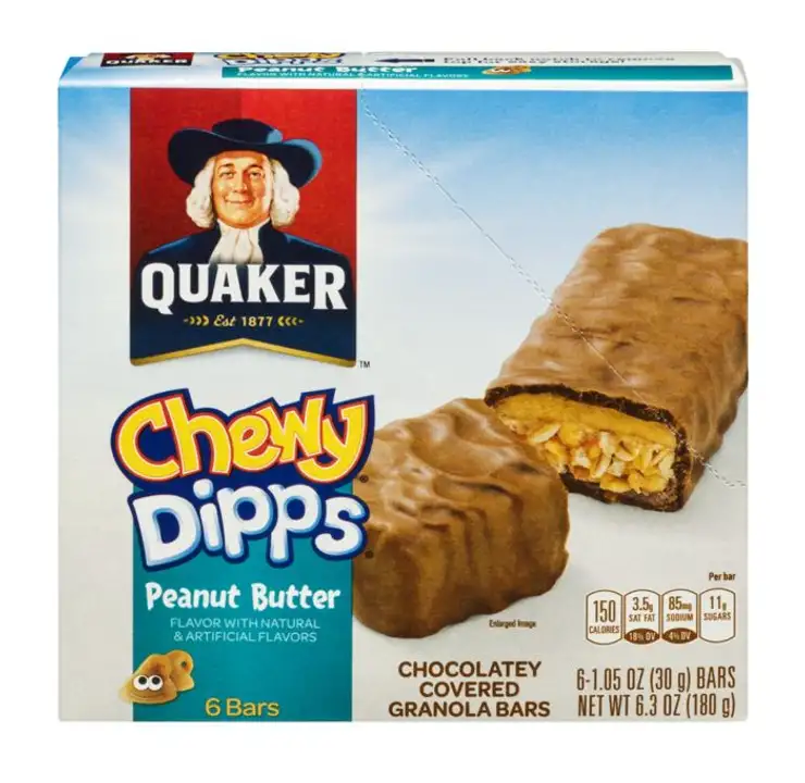 Order Quaker Chewy Dipps Granola Bars, Peanut Butter Flavor, Chocolatey Covered - 6 Each food online from Novato Harvest Market store, Novato on bringmethat.com