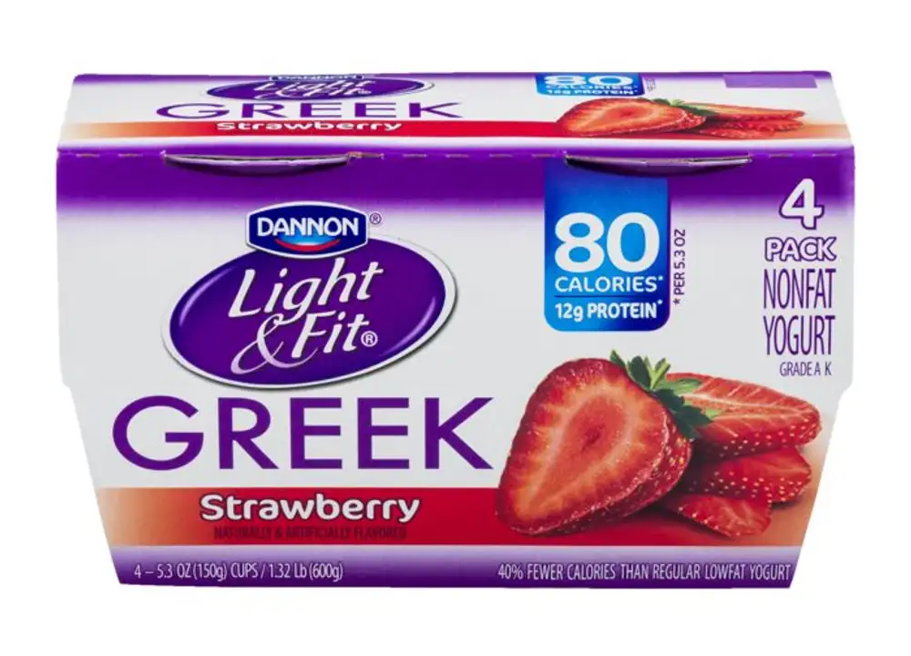 Order Light & Fit Yogurt, Greek, Nonfat, Strawberry, 4 Pack - 5.3 Ounces (Pack of 4) food online from Holiday farms store, Roslyn Heights on bringmethat.com