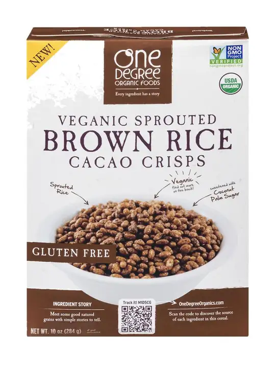 Order One Degree Organic Foods Cereal, Veganic Sprouted, Brown Rice Cacao Crisps - 10 Ounces food online from Whole Foods Co-Op Denfeld store, Duluth on bringmethat.com