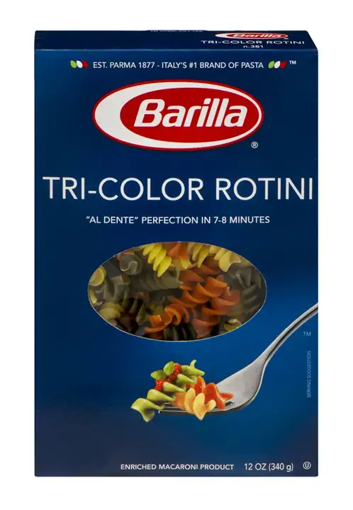 Order Barilla Rotini, Tri-Color - 12 Ounces food online from Holiday farms store, Roslyn Heights on bringmethat.com