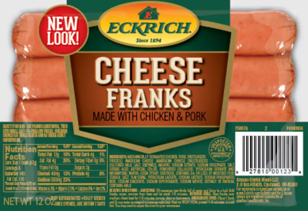 Order Eckrich Cheese Franks - 12 Ounces food online from Fligner Market store, Lorain on bringmethat.com
