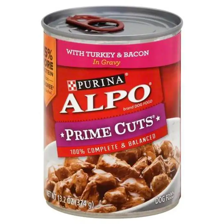Order Alpo Prime Cuts Dog Food, in Gravy, with Turkey & Bacon - 13.2 Ounces food online from Fligner Market store, Lorain on bringmethat.com