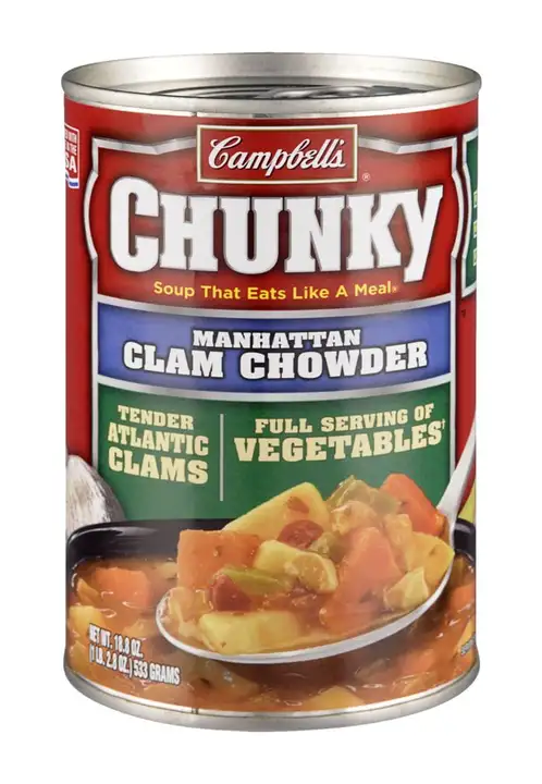 Order Campbells Chunky Soup, Manhattan Clam Chowder - 18.8 Ounces food online from Holiday farms store, Roslyn Heights on bringmethat.com