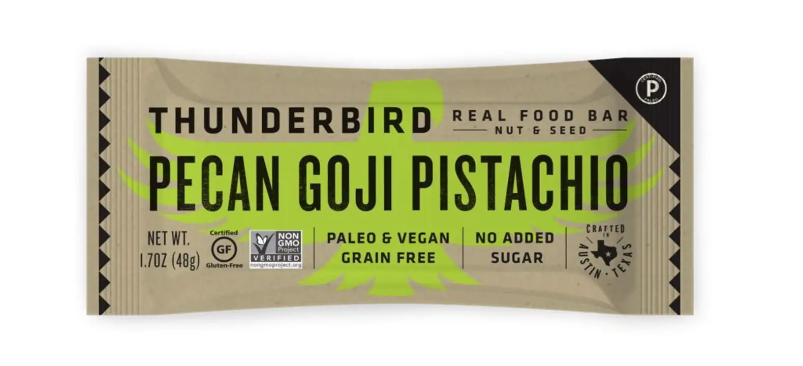 Order Thunderbird Real Food Bar, Pecan Goji Pistachio - 1.7 Ounces food online from Whole Foods Co-Op Denfeld store, Duluth on bringmethat.com