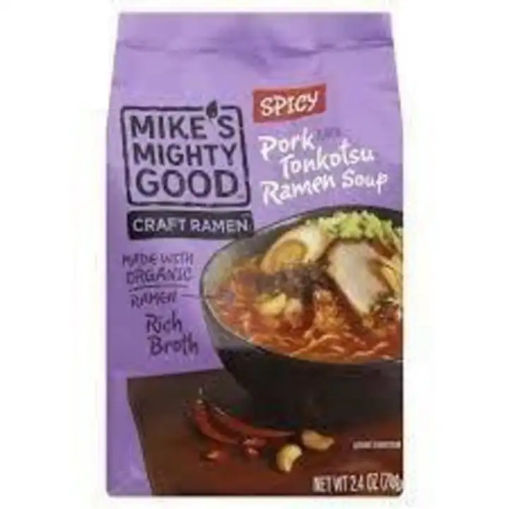 Order Mikes Mighty Good Ramen Soup, Pork Tonkotsu, Spicy - 2.4 Ounces food online from Whole Foods Co-Op Denfeld store, Duluth on bringmethat.com