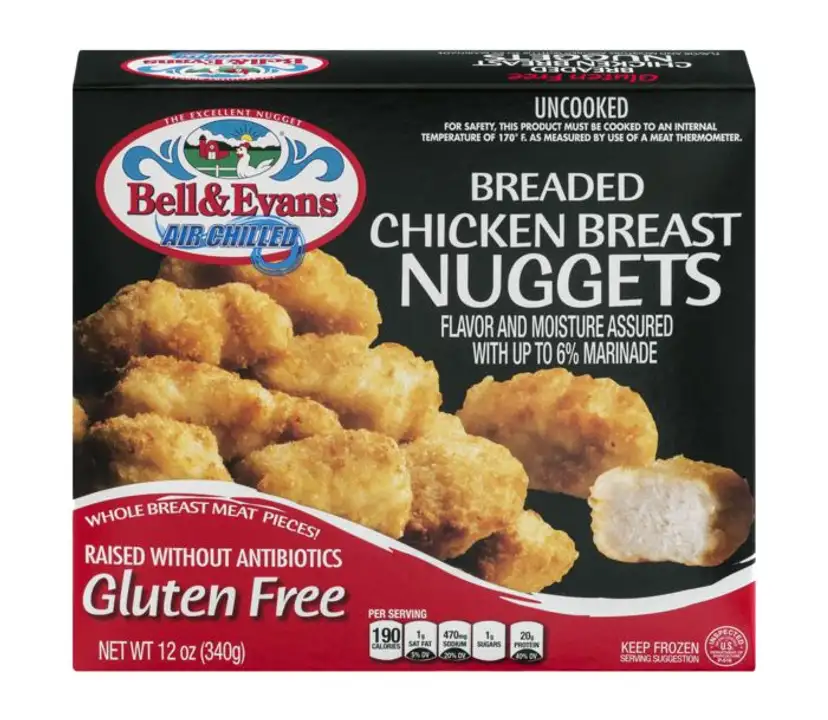 Order Bell & Evans Chicken Breast Nuggets, Breaded - 12 Ounces food online from Holiday farms store, Roslyn Heights on bringmethat.com