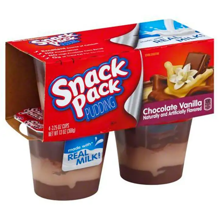 Order Snack Pack Pudding, Chocolate Vanilla - 4 Pack food online from Fligner Market store, Lorain on bringmethat.com