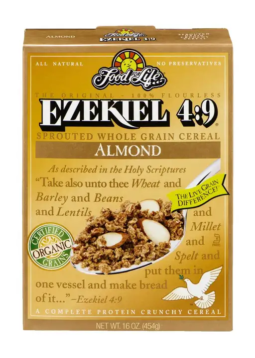 Order Food For Life Ezekiel 4:9 Cereal, Crunchy, Sprouted Grain, Almond - 16 Ounces food online from Novato Harvest Market store, Novato on bringmethat.com