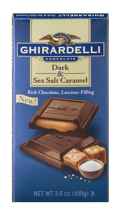 Order Ghirardelli Dark Chocolate, Sea Salt Caramel - 3.5 Ounces food online from Novato Harvest Market store, Novato on bringmethat.com